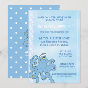 Convite para Chá de fraldas de polvo azul