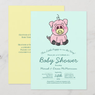 Convite para Chá de fraldas de Porcos Cute Kawaii