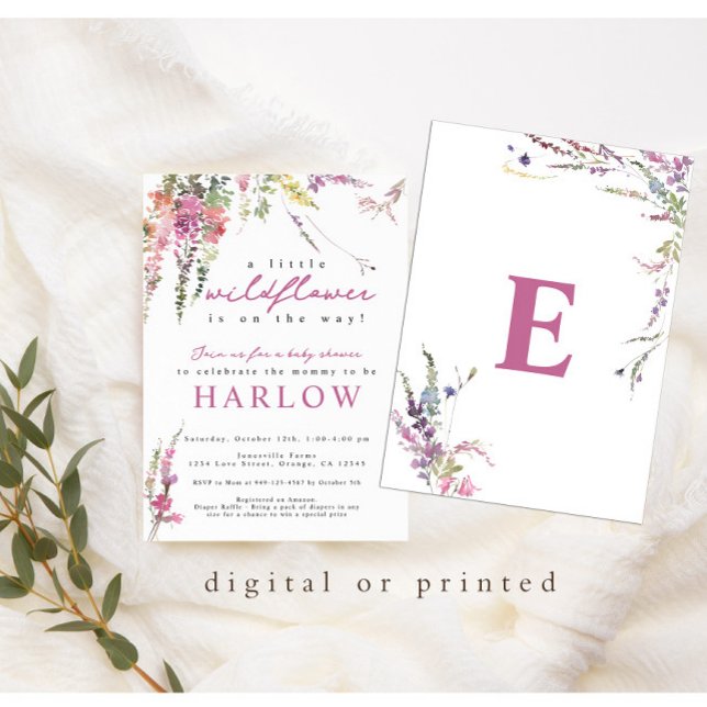 Convite para Chá de fraldas de primavera Wildflowe (Criador carregado)