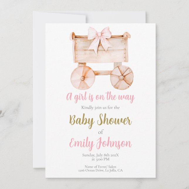 Convite para Chá de fraldas de protetor de madeira (Frente)