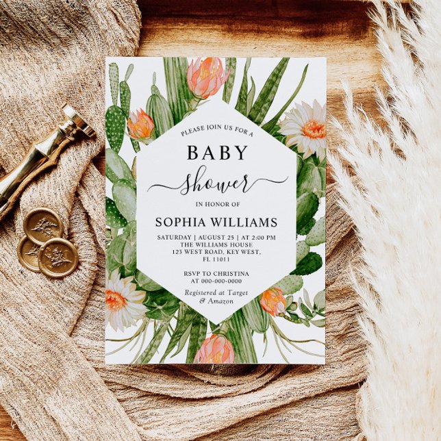 Convite para Chá de fraldas de Quadros de Flores d (Criador carregado)