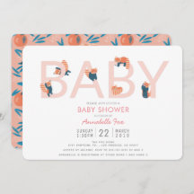 Convite para Chá de fraldas de Rapariga Rosa-Panda