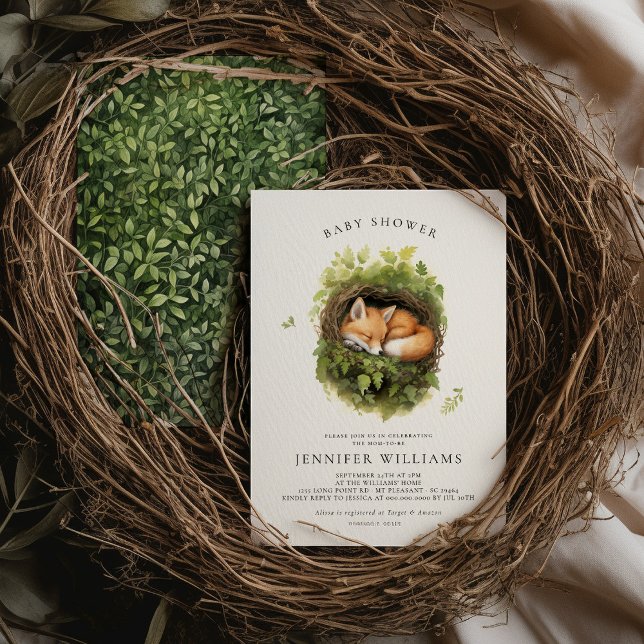 Convite para Chá de fraldas de Raposa Dormindo Por (Criador carregado)