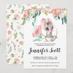 Convite para Chá de fraldas de Rato Floral