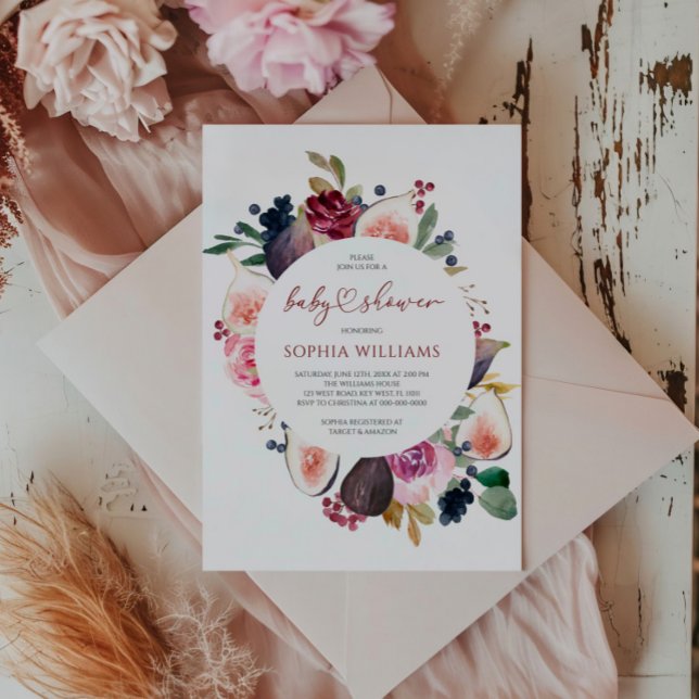 Convite para Chá de fraldas de Rosa de Wreath Burg (Criador carregado)