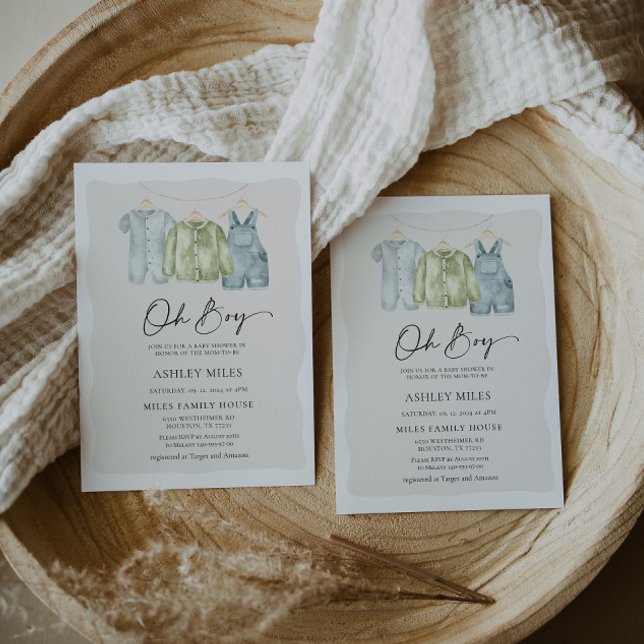 Convite para Chá de fraldas de roupas (Criador carregado)