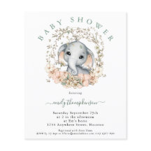 Convite para Chá de fraldas de Sage de Elefante de