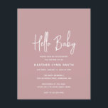 Convite para Chá de fraldas de saudação de orçamen<br><div class="desc">Um convite para chá de fraldas de orçamento cor-de-rosa rosa,  moderno e empoeirado,  com um simples design com "Hello Baby" em uma tipografia elegante e seus detalhes de evento em uma fonte minimalista sans serif. Este convite é perfeito se você está tendo uma menina.</div>