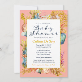 Convite para Chá de fraldas de Seashell de Praia N