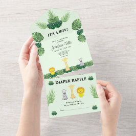 Convite para Chá de fraldas de Selva Tropical