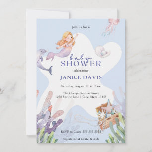 Convite para Chá de fraldas de Sereia Ilustrado