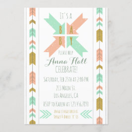 Convite para Chá de fraldas de Seta Tribal Dourado