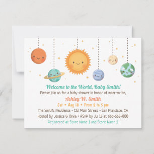 Convite para Chá de fraldas de Sol e Planetas Cujo