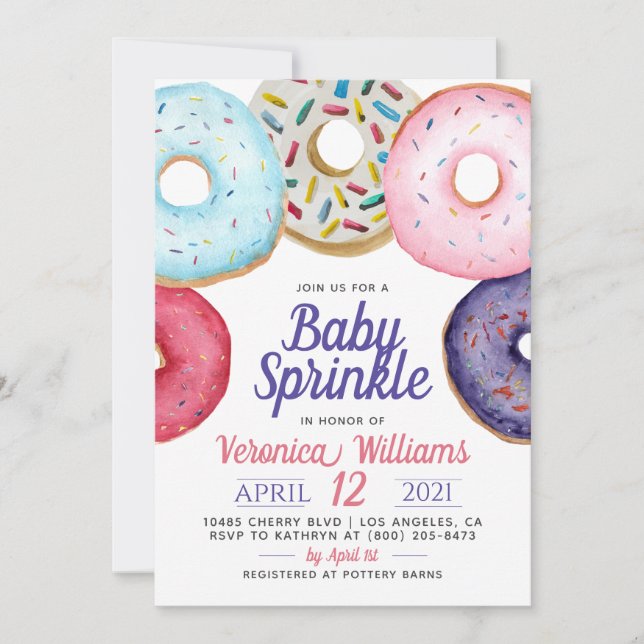 Convite para Chá de fraldas de Sprinkle de Bebê ro (Frente)