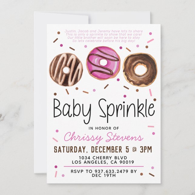 Convite para Chá de fraldas de Sprinkle de Bebê ro (Frente)