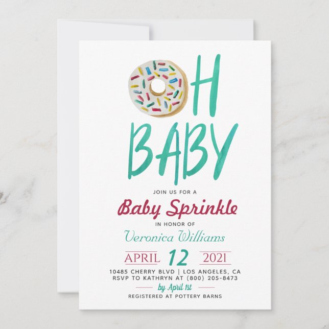 Convite para Chá de fraldas de Sprinkle de Bebê ro (Frente)