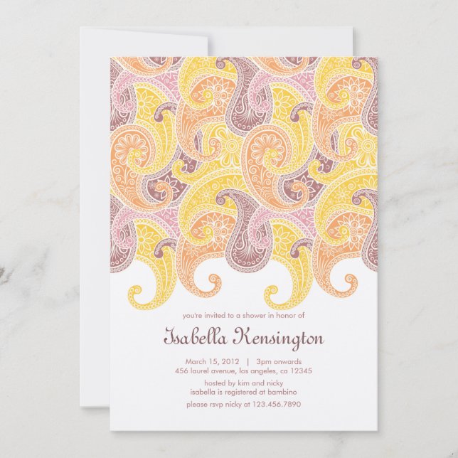 Convite para Chá de fraldas de Suaves Rochas (Frente)