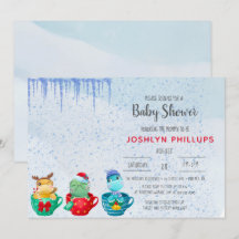 Convite para Chá de fraldas de Teacup de Dinossaur