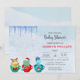 Convite para Chá de fraldas de Teacup de Dinossaur