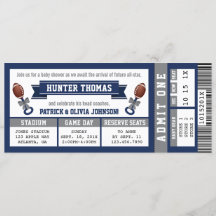 Convite para Chá de fraldas de tíquete desportivo,