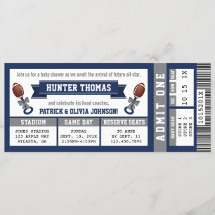 Convite para Chá de fraldas de tíquete desportivo,