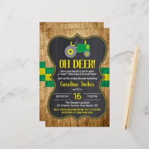 Convite para Chá de fraldas de Trator Amarelo Verd