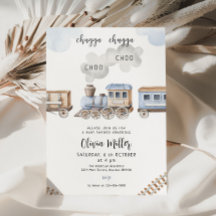 Convite para chá de fraldas de trem, chá de fralda