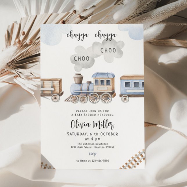 Convite para chá de fraldas de trem, chá de fralda (Criador carregado)