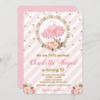 Convite para Chá de fraldas de Tutu Ballerina, cor