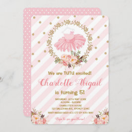 Convite para Chá de fraldas de Tutu Ballerina, cor