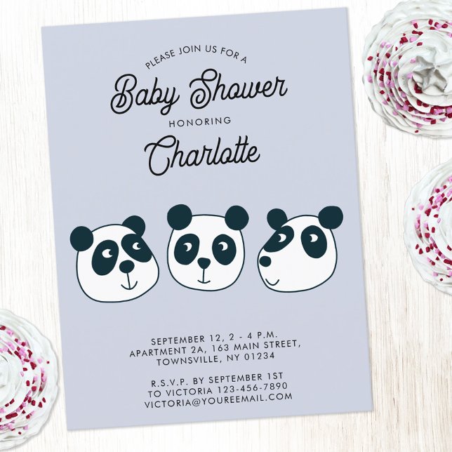 Convite para Chá de fraldas de Urso de Panda Gigan (Cute Panda Bear baby shower invitation postcard)
