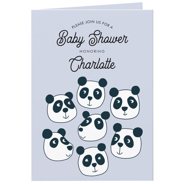 Convite para Chá de fraldas de Urso de Panda Gigan (Adorable Panda Bear personalized baby shower folded invitation)