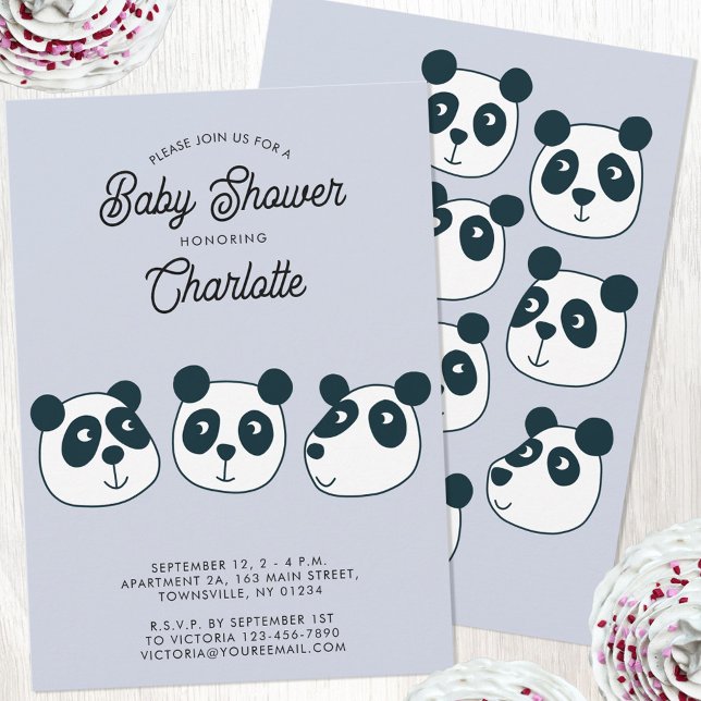 Convite para Chá de fraldas de Urso de Panda Gigan (Cute Panda Bear gender neutral baby shower invitation)