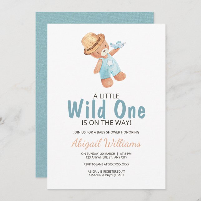 Convite para Chá de fraldas de Urso de Película Se (Frente/Verso)