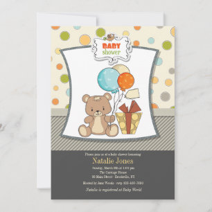 Convite para Chá de fraldas de Urso de Teddy