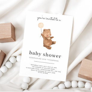Convite para Chá de fraldas de Urso de Teddy
