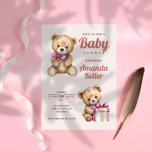 Convite para Chá de fraldas de Urso de Teddy