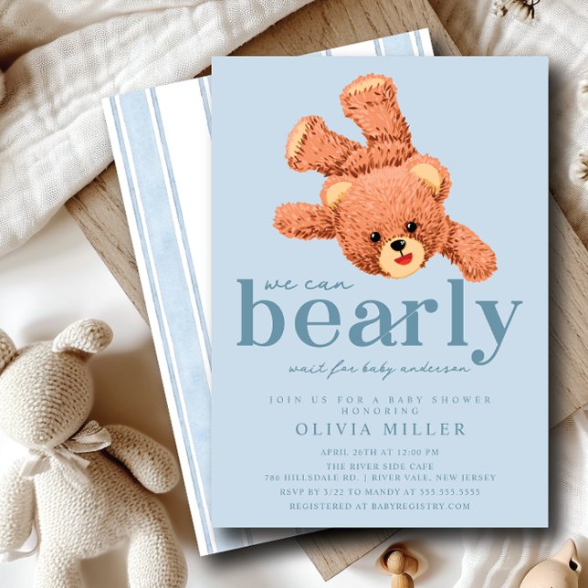 Convite para Chá de fraldas de Urso de Teddy Adorá (Criador carregado)