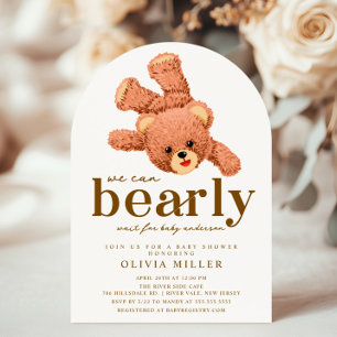 Convite para Chá de fraldas de Urso de Teddy Adorá