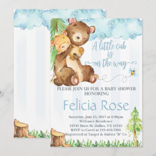 Convite para Chá de fraldas de Urso de Teddy Chama