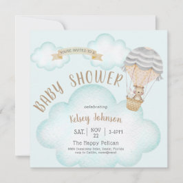 Convite para Chá de fraldas de Urso de Teddy Woodl