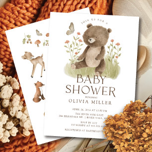 Convite para Chá de fraldas de Urso Maravilha Wood