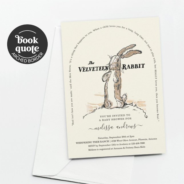 Convite para Chá de fraldas de Velveteen Rabbit (Criador carregado)