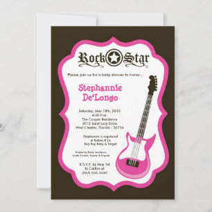 Convite para Chá de fraldas de violão, Girly Pin