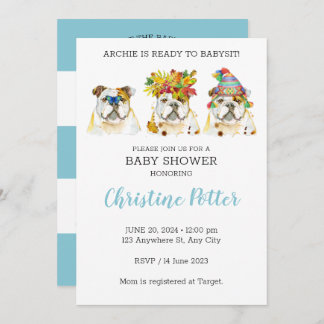 Convite para Chá de fraldas de Watercolor para Bul