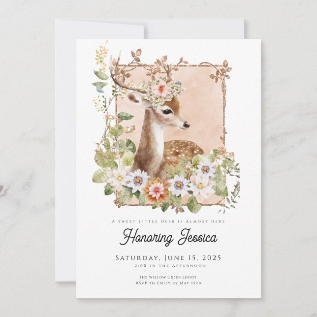 Convite para Chá de fraldas de Woodland Manor (Frente)