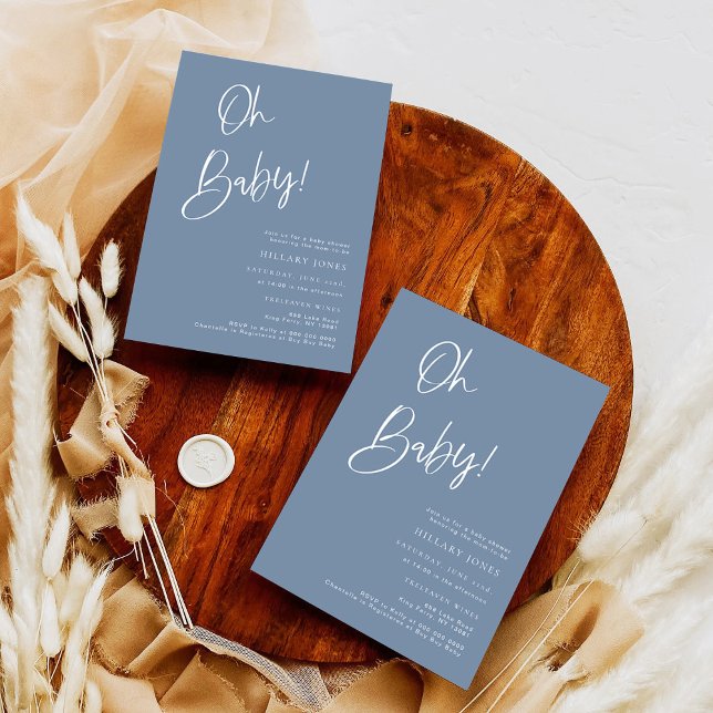 Convite para Chá de fraldas Denim/ Dusty Blue Bohe (Criador carregado)