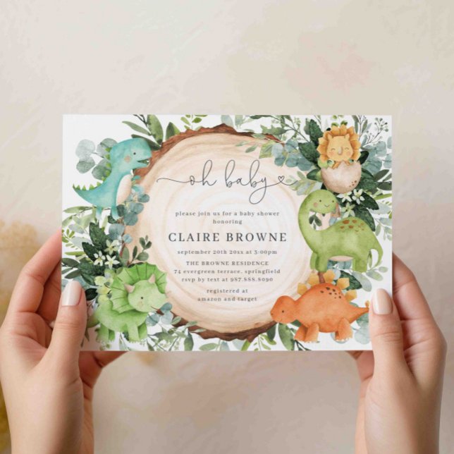 Convite para Chá de fraldas Dinossauro (Criador carregado)