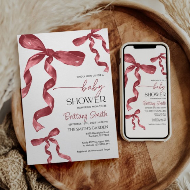 Convite para Chá de fraldas do Arco Coquette Burgu (Criador carregado)