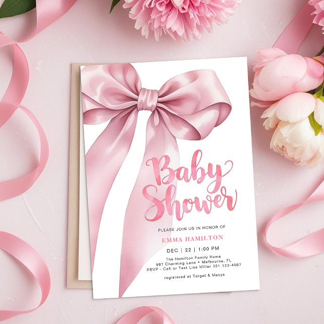 Convite para Chá de fraldas do Arco Coquette - Ros (Baby Shower Invite)